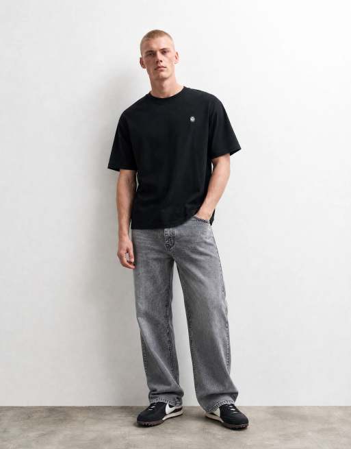 ASOS DESIGN - Oversized T-shirt met geborduurde grafische bloemenprint in zwart, 7 van 7