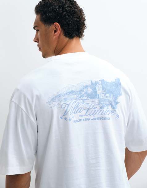 ASOS DESIGN - Oversized T-shirt met geborduurde wijngaardprint in wit - view 1