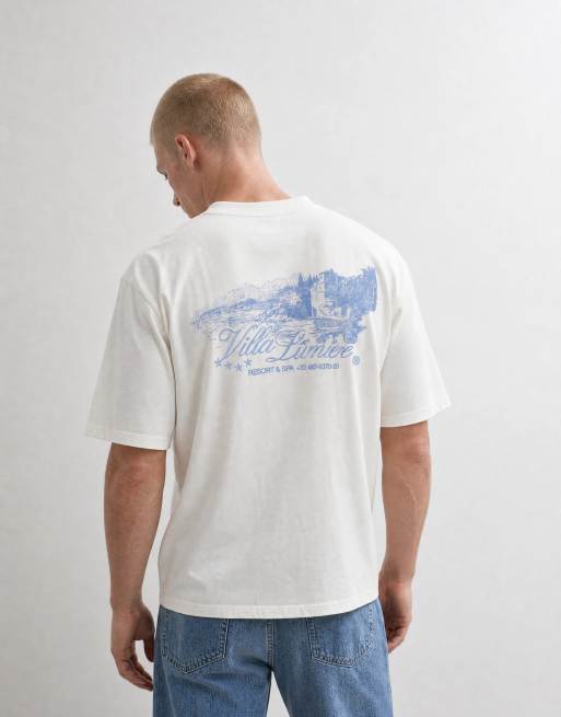 ASOS DESIGN - Oversized T-shirt met geborduurde wijngaardprint in wit, 6 van 10