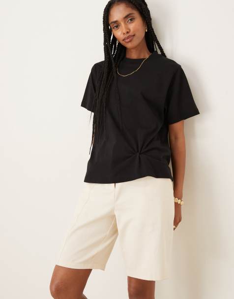 ASOS DESIGN - Oversized T-shirt met gedraaid en gerimpeld detail in zwart - view 1