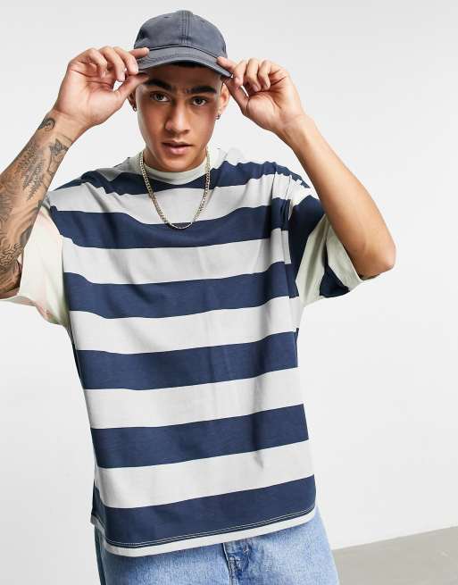 ASOS DESIGN - Oversized T-shirt met gestreepte kleurvlakken