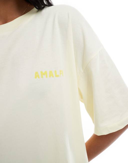 ASOS DESIGN - Oversized T-shirt met grafische Amalfi- en citroenprint in citroengeel, 4 van 4