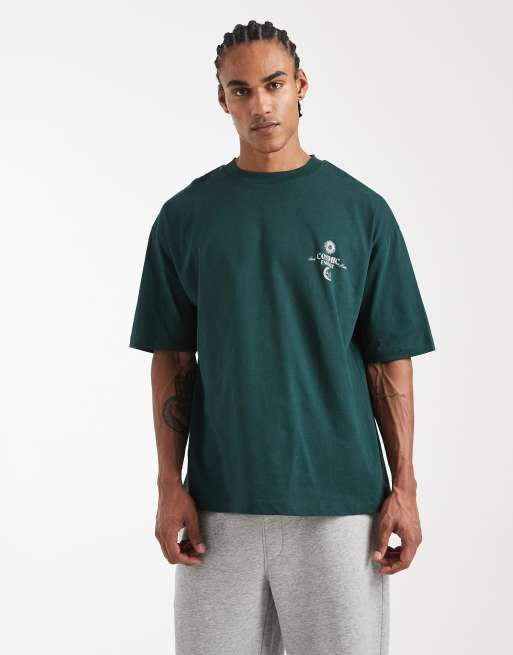 ASOS DESIGN - Oversized T-shirt met grafische astrologische print in groen, 3 van 5