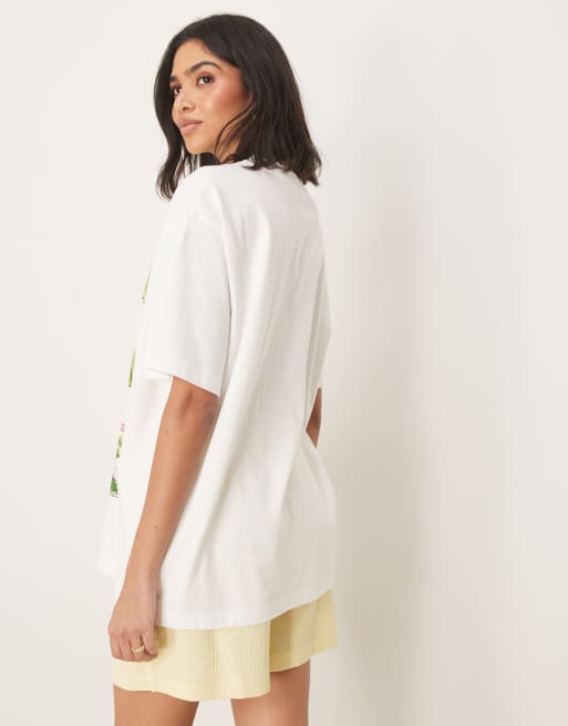 ASOS DESIGN - Oversized T-shirt met grafische augurken-print in wit, 3 van 4