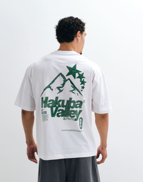 ASOS DESIGN - Oversized T-shirt met grafische bergprint in wit - view 1