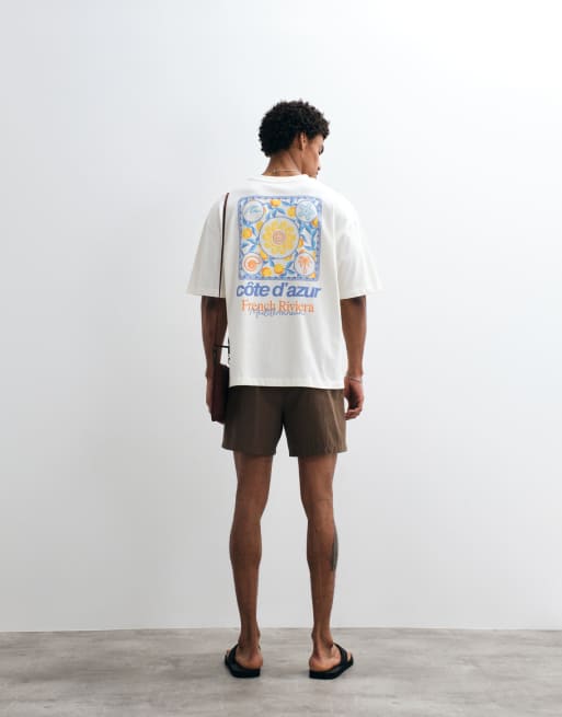 ASOS DESIGN - Oversized T-shirt met grafische bloemenprint in gebroken wit, 4 van 7