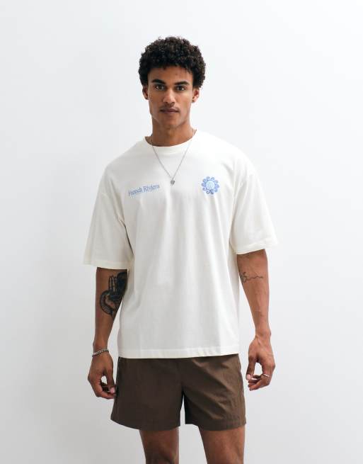 ASOS DESIGN - Oversized T-shirt met grafische bloemenprint in gebroken wit, 5 van 7
