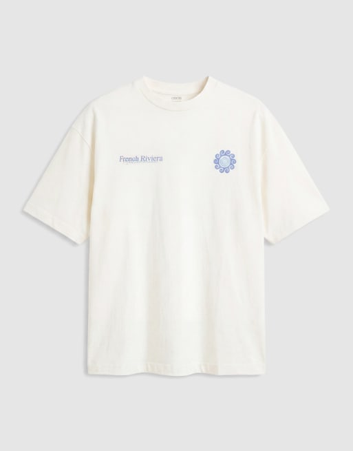 ASOS DESIGN - Oversized T-shirt met grafische bloemenprint in gebroken wit, 6 van 7