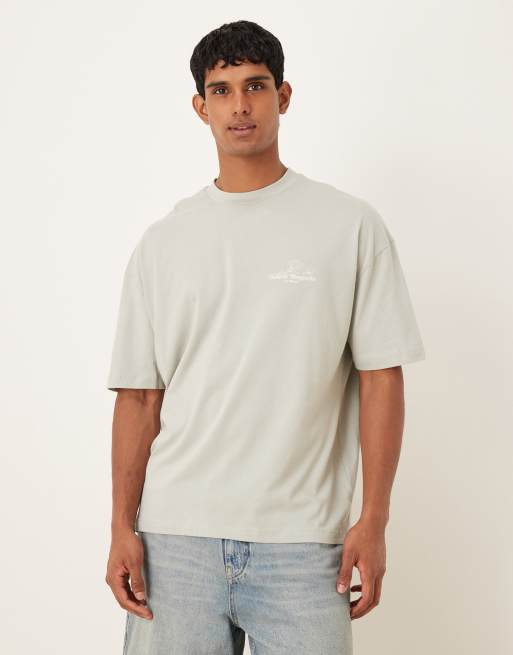 ASOS DESIGN - Oversized T-shirt met grafische bloemenprint in lichtgrijs , 3 van 5