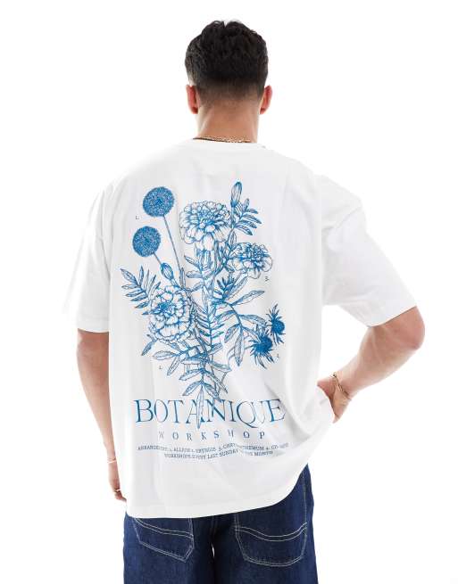 ASOS DESIGN - Oversized T-shirt met grafische bloemenprint in wit