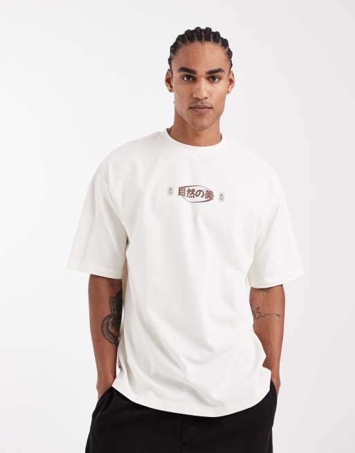 ASOS DESIGN - Oversized T-shirt met grafische bonsai-print in crème , 3 van 5