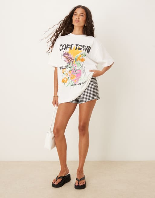 ASOS DESIGN - Oversized T-shirt met grafische Cape Town-print in crème