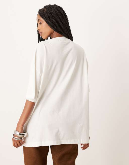 ASOS DESIGN - Oversized T-shirt met grafische Cat Café-print in crème, 3 van 4