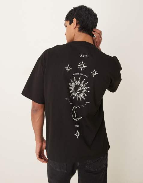 ASOS DESIGN - Oversized T-shirt met grafische Celestial-print in zwart - view 1