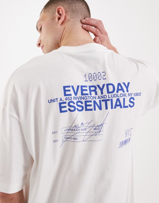 ASOS DESIGN - Oversized T-shirt met grafische 'Everyday Essentials' tekstprint in wit, 5 van 5