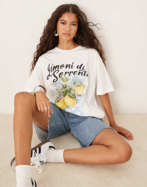 ASOS DESIGN - Oversized T-shirt met grafische 'Limoni Italia' print in crème - view 1