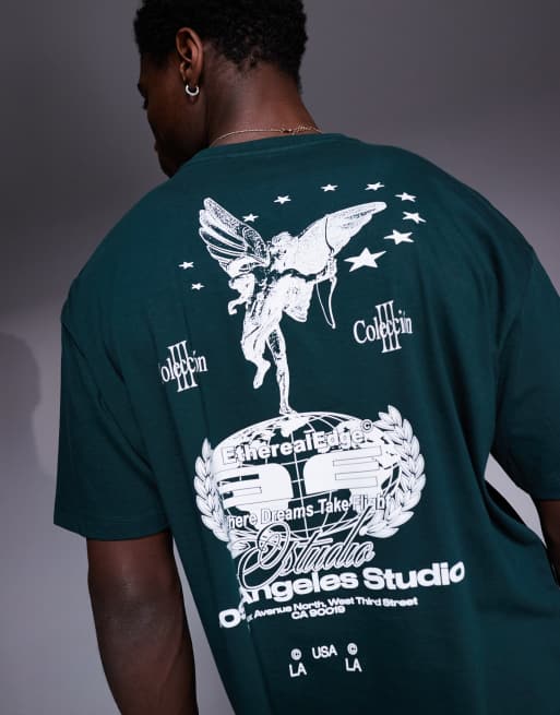 ASOS DESIGN - Oversized T-shirt met grafische Los Angeles-print in donkergroen
