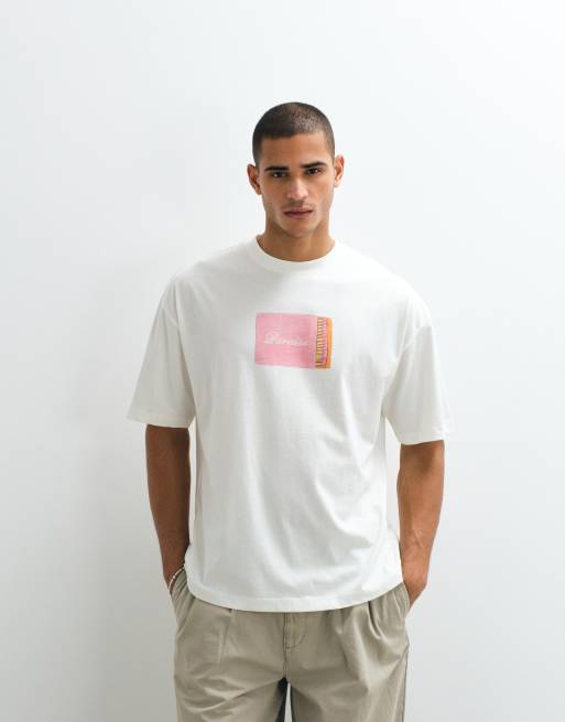ASOS DESIGN - Oversized T-shirt met grafische luciferdoosprint in crème, 5 van 5