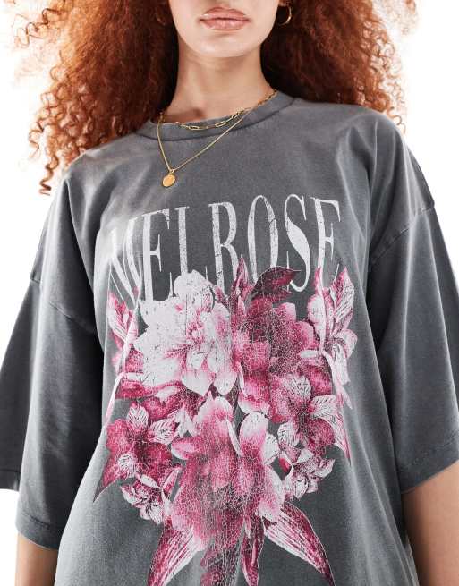ASOS DESIGN - Oversized T-shirt met grafische Melrose-print in zwarte wassing, 3 van 4