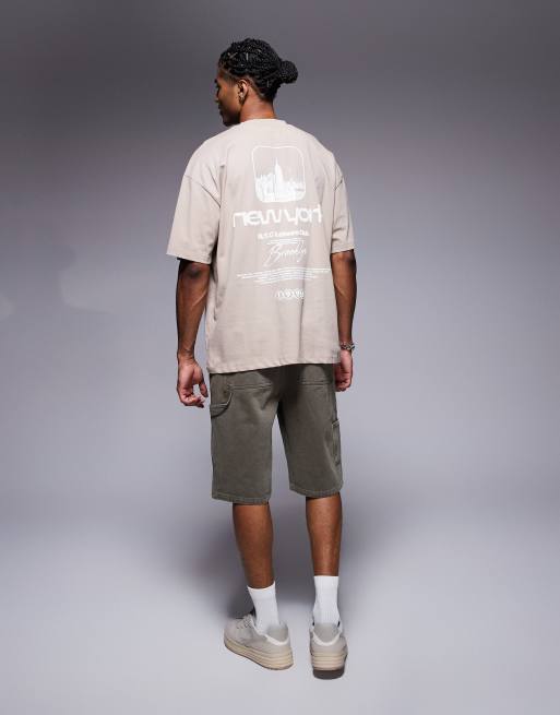 ASOS DESIGN - Oversized T-shirt met grafische New York-print in beige , 3 van 4