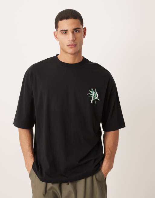 ASOS DESIGN - Oversized T-shirt met grafische palmprint in zwart, 3 van 5