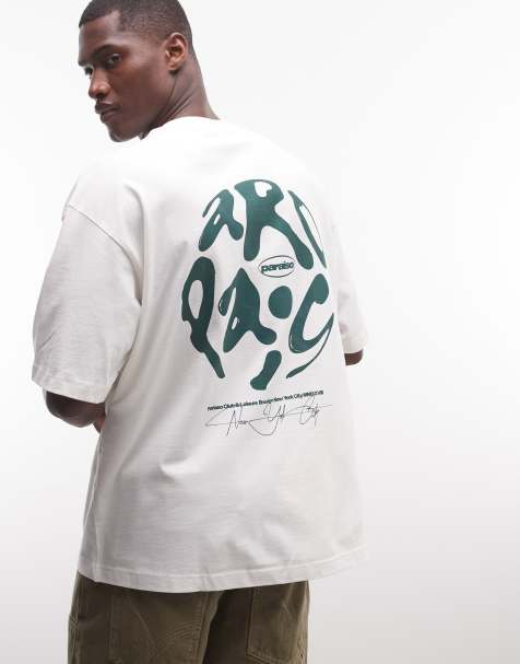 ASOS DESIGN - Oversized T-shirt met grafische Paraiso-print in wit - view 1