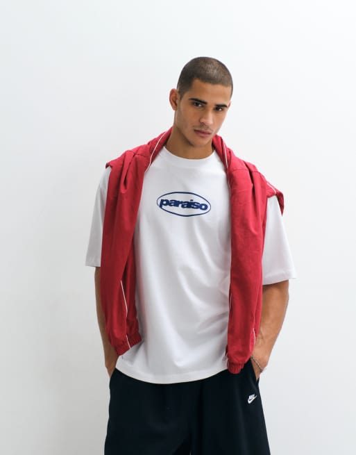 ASOS DESIGN Oversized T-shirt met grafische Paraiso-print op de voorkant in wit, 4 van 5