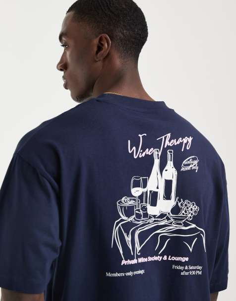 ASOS DESIGN - Oversized T-shirt met grafische print in marineblauw - view 1
