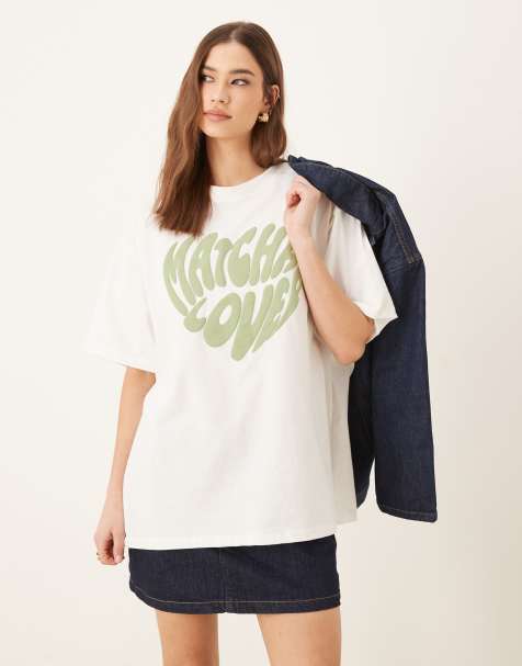 ASOS DESIGN - Oversized T-shirt met grafische print in wit - view 1