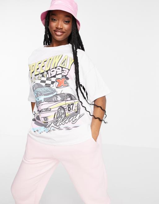 ASOS DESIGN - Oversized T-shirt met grafische print in wit