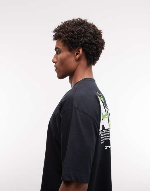 ASOS DESIGN - Oversized T-shirt met grafische print in zwart, 4 van 5