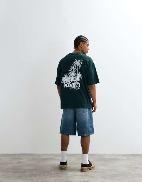 ASOS DESIGN - Oversized T-shirt met grafische raceauto-print in donkergroen - view 1