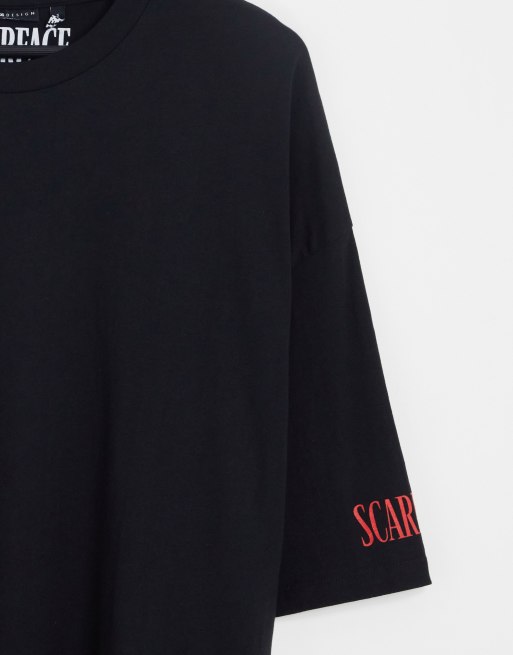 ASOS DESIGN - Oversized T-shirt met grafische Scarface-print in zwart, 3 van 4