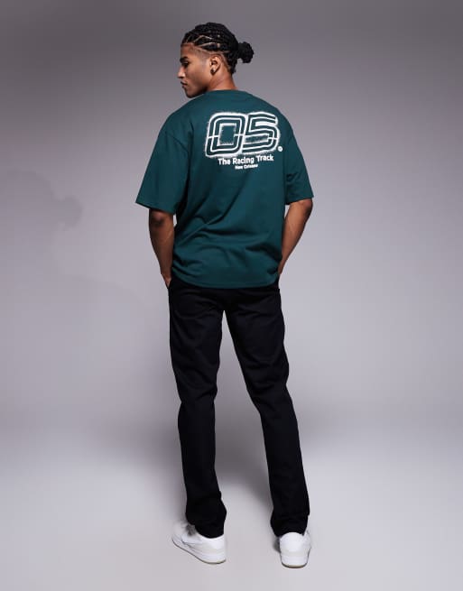 ASOS DESIGN - Oversized T-shirt met grafische sportprint in donkergroen, 2 van 5