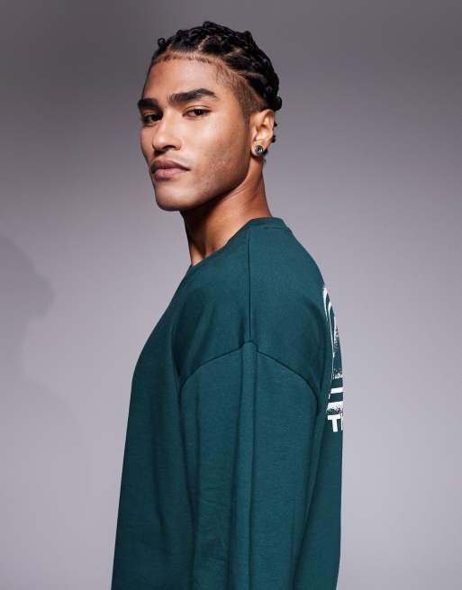 ASOS DESIGN - Oversized T-shirt met grafische sportprint in donkergroen, 4 van 5