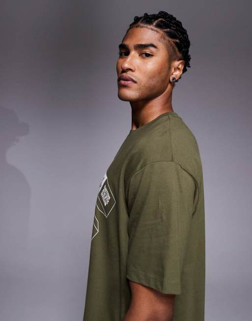 ASOS DESIGN - Oversized T-shirt met grafische sportprints in donkergroen, 4 van 5