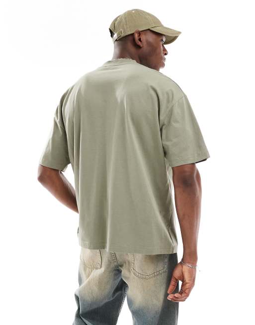 ASOS DESIGN - Oversized T-shirt met grafische stadsprint op de voorkant in lichtkaki, 3 van 4