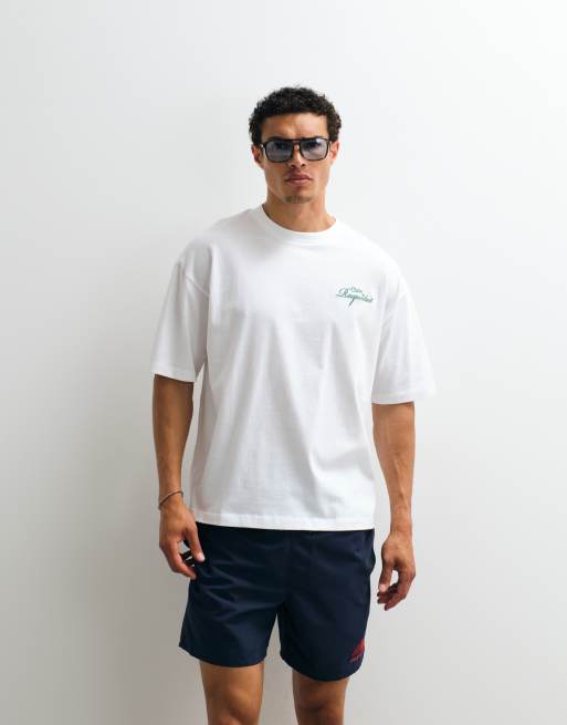 ASOS DESIGN - Oversized T-shirt met grafische tennisprint op de achterkant in wit, 5 van 9