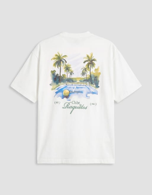 ASOS DESIGN - Oversized T-shirt met grafische tennisprint op de achterkant in wit, 6 van 9