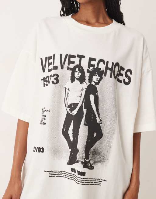 ASOS DESIGN - Oversized T-shirt met grafische vintage bandprint in crème, 3 van 4