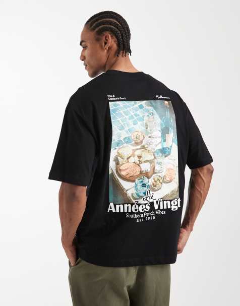 ASOS DESIGN - Oversized T-shirt met grafische voedselprint en geborduurd detail in zwart - view 1