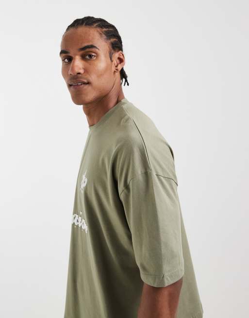 ASOS DESIGN - Oversized T-shirt met grafische voetbalprint in donkergroen, 5 van 5