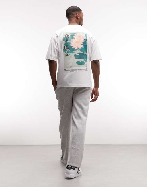 ASOS DESIGN - Oversized T-shirt met grafische waterlelieprint in wit , 2 van 5