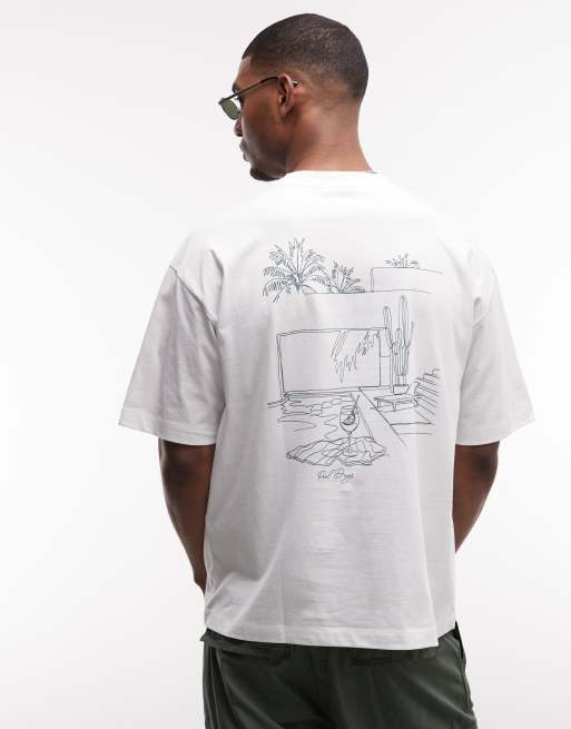 ASOS DESIGN - Oversized T-shirt met grafische zwembad-print in wit , 5 van 5