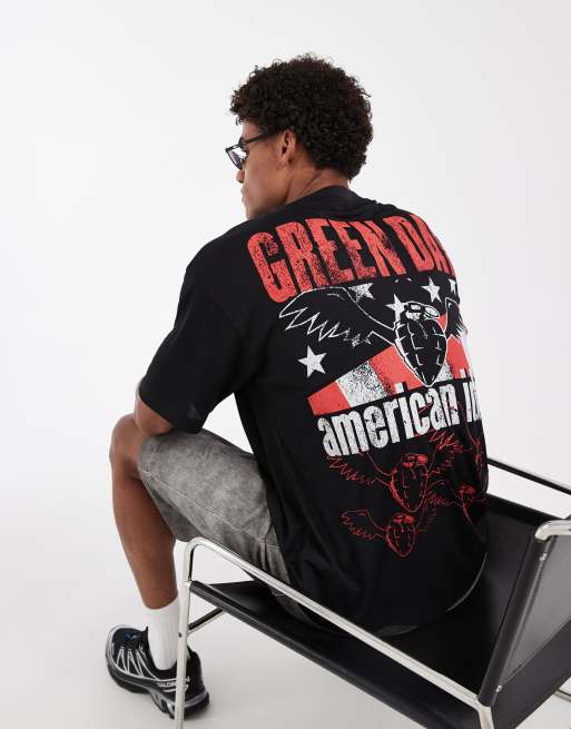 ASOS DESIGN - Oversized T-shirt met Green Day-print in zwart, 4 van 5