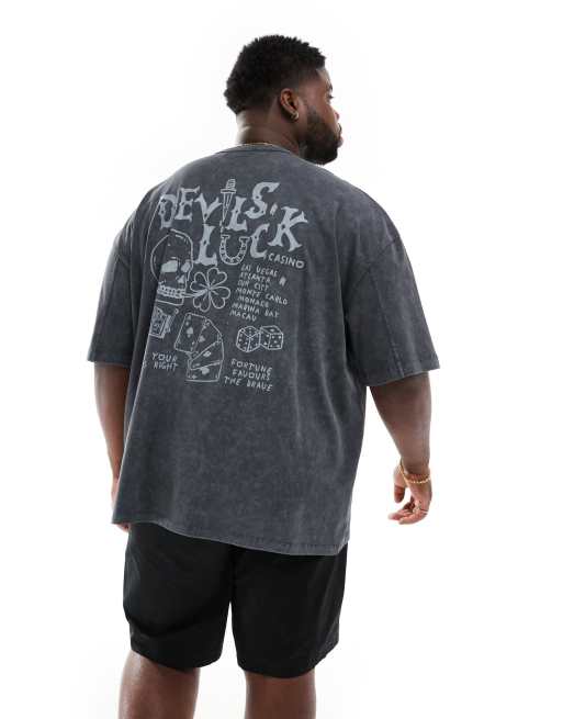 ASOS DESIGN - Oversized T-shirt met grunge-print op de achterkant in zwart, 2 van 4