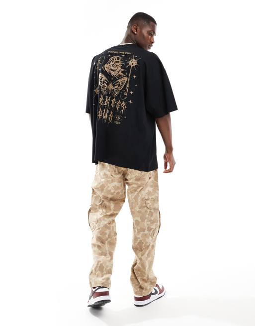 ASOS DESIGN - Oversized T-shirt met grungeprint op de achterkant in zwart, 4 van 4