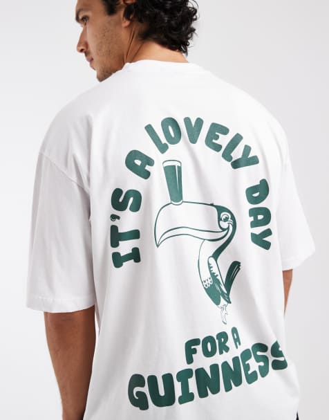 ASOS DESIGN - Oversized T-shirt met Guinness-print in wit - view 1