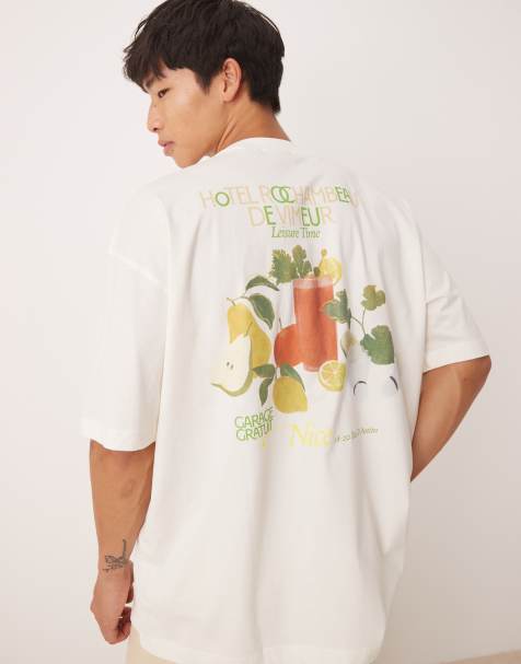 ASOS DESIGN - Oversized T-shirt met hoge zomerse print in gebroken wit - view 1
