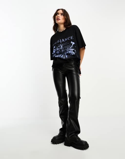 ASOS DESIGN - Oversized T-shirt met indie 'Defiance'-print in zwart, 3 van 4